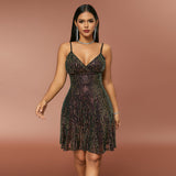 Women Dresses Sexy Sequin Sling Dress (Hwfs0410)