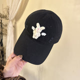 Y2k hot girl hat heavy industry cartoon rabbit washed hole baseball cap outdoor sunshade peaked cap
