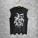 Purple Brand Distressed Tank T Shirts Distressed Sleeveless T-shirt Vest
