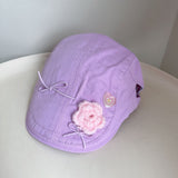 Y2k hot girl hat heavy industry macaron color bowsstereo flower forward hat dopamine travel sunshade beret