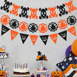 Halloween flag hanging ornaments Halloween Felt Pennant Banner – Skull & Spider Design