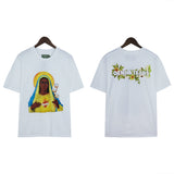Denim Tears T Shirts Kapok T-shirt Vintage Woman Avatar Oil Painting round Neck Short Sleeve