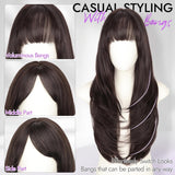 Women'S Wigs  Layered Straight Bangs Lace Front Wig