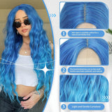 Women's Wigs Middle Part Long Wavy Ombre Lace Front Wig