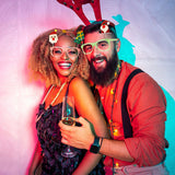 Themed Party Supplies Cartoon Christmas Glasses – Santa Claus & Snowman Glow-in-the-Dark Colorful Party Frames