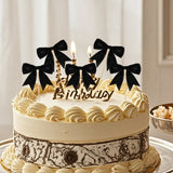 Themed Party Supplies Black Bow Theme Party Banner – DIY Spiral Hanging Decorations & Bow Cake Picks for Girls’ Birthday