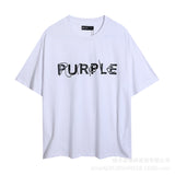 Purple Brand T ShirtsPurple Micro Label Letter Pattern Printed Short Sleeve T-Shirt