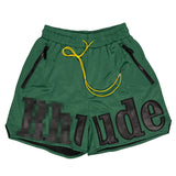 Rhude Shorts Letter Embroidery Drawstring Mesh Basketball Sports Shorts Beach Pants