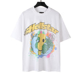 Hellstar T Shirt smiley world fashion earth print crew neck short sleeve T-shirt