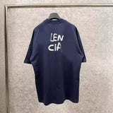 Men T-shirts Spring and Summer Paris Front and Back Graffiti Short Sleeve T-Shirt Loose Casual