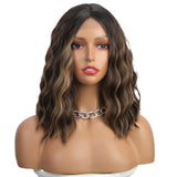 Women's Wigs Middle Part Highlighted Water Wave Lace Front Wig