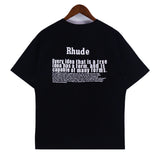 Rhude T Shirt Alphabet Slogan Printed Short Sleeve T-Shirt