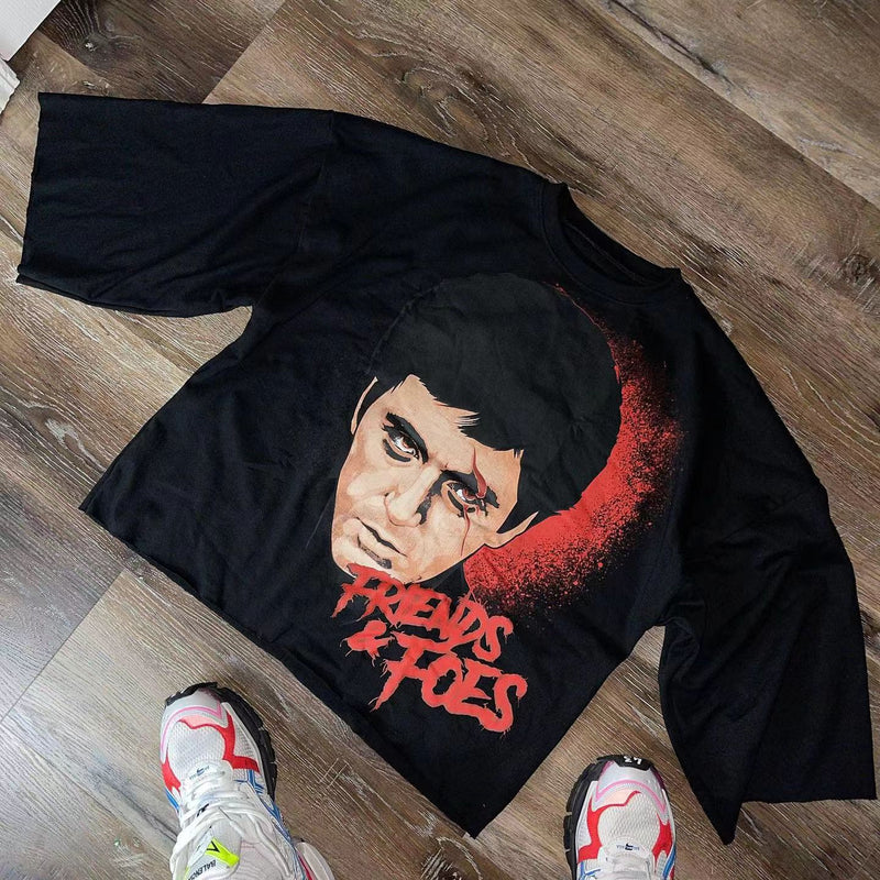 Street Unisex T-shirt Bruce Lee Cartoon Pattern Tee