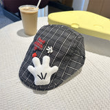 Y2k hot girl hat heavy industry mickey hand plaid sunshade duck tongue beret