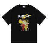 Rhude T Shirt Micro Label Alphabet Art Abstract Short Sleeve T-Shirt