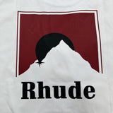 Rhude T Shirt Letter Snow Mountain Sunset Pattern Short Sleeve T-Shirt