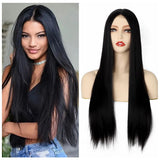 Women's Wigs Lace Chemical Fiber Headgear Small Lace Medium Split Long Straight Hair Wigs