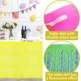 Themed Party Supplies Macaron Tinsel Table Skirt – Fluorescent Theme Party Fringe Table Decoration