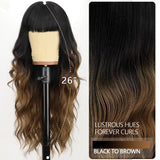 Women's Wigs Straight Bangs Long Ombre Wavy Wig