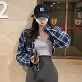 Women Sun Protection Shirt Plaid Short Shirt Coat