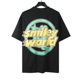 Hellstar T Shirt smiley world fashion earth print crew neck short sleeve T-shirt