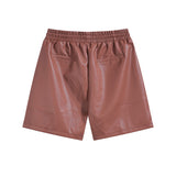 Rhude Shorts Letter Embroidered Elastic PU Leather Shorts Beach Sports Pants