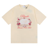 Rhude T Shirt Rose Mirror Print Short Sleeve T-Shirt