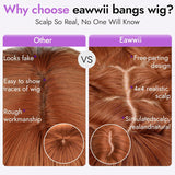Women'S Wigs Heat-Resistant Straight Bangs Wig with 4x4 Scalp
