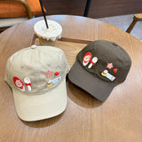 Y2k hot girl hat heavy industry cartoon red puppy baseball cap easiest for match sunshade peaked cap