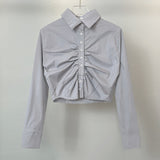 Women Sun Protection Shirt Pleated Short Long Sleeve Shirt