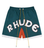 Rhude Shorts Color Matching Casual Sports Mesh Shorts