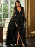 Women Party Dress Mesh Sequins Evening Gown (Ss0416)