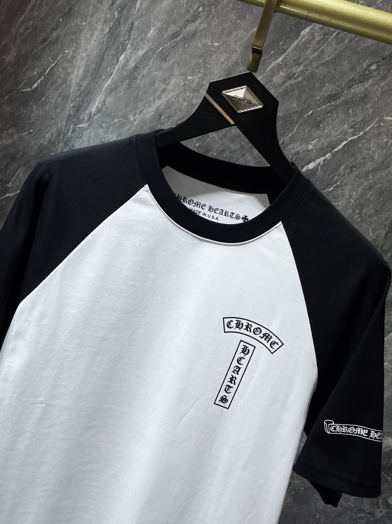 Chh Chrome Hearts T Shirts Graffiti Horseshoe Splicing Sports Men's and Women's Short Sleeve T-Shirts