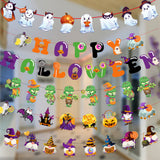 Halloween flag hanging ornaments Halloween Letter Banner – Cartoon Paper Flags with Ghost, Zombie & Rudolph Decorations
