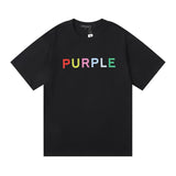 Purple Brand T Shirts Purple Micro Label Letter Pattern Printed Short Sleeve T-Shirt