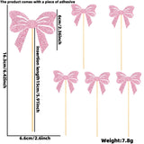 Themed Party Supplies Pink Bow Party Decoration Set – Birthday Banner, Hanging Swirls, Glitter Bow Toppers & Cake Decorations