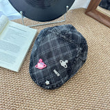 Y2k hot girl hat heavy industry denim easiest for matchretro checkerboard duck tongue beret hat