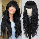 Women's Wigs Straight Bangs Long Wavy Gradient Wig
