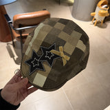 Y2k hot girl hat heavy industry five-pointed star plaid forward hat easiest for match sunshade duck tongue beret