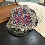 Y2k hot girl hat heavy industry sequin heart denim big head beret