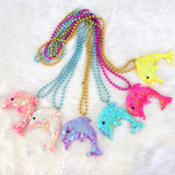 Themed Party Supplies Mermaid Ocean Series Necklace – Party Decoration with Dolphin Pendant & Glitter Tail