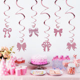 Themed Party Supplies Coquette Theme Bow Swirl Hanging Decorations – Birthday Party Decor