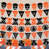 Halloween flag hanging ornaments Halloween Felt Pennant Banner – Skull & Spider Design