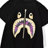 Bathing Ape T-Shirt Shark Zipper Printed Short Sleeve T-Shirt