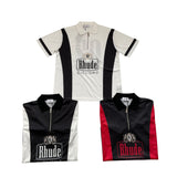 Rhude T Shirt Cross-border European and American trendy brand RHUDE badge letter half zipper mesh lapel short-sleeved T-shirt men's and women's high street polo shirt