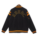 Rhude Jacket Embroidery Letter Lightning Color Matching Baseball Uniform