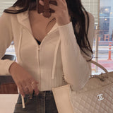Women Sun Protection Shirt Elegant Zipper Knitted Short Coat