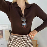 Women Tops Fashion Breathable Long Sleeves Top (ZJ0415)