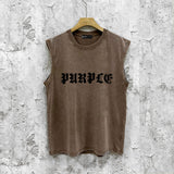 Purple Brand Distressed Tank T Shirts Distressed Sleeveless T-shirt Vest