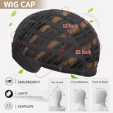 Women's Wigs Bob Cut Water Wave Bangs Highlighted Wig